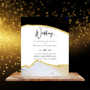 Papier Sublime Black Gold White Wedding Invitations