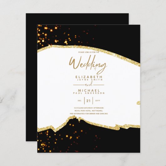 Papier Sublime Black Gold White Wedding Invitations (Devant / Derrière)