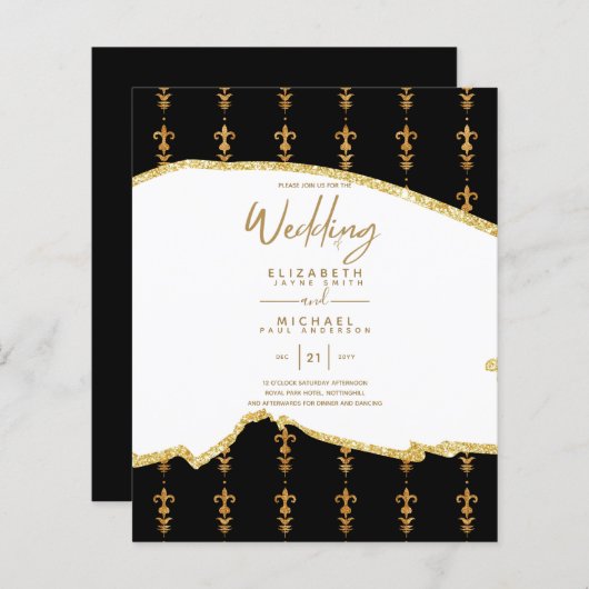 Papier Sublime BLack OR Blanc Mariage Invitations (Devant / Derrière)
