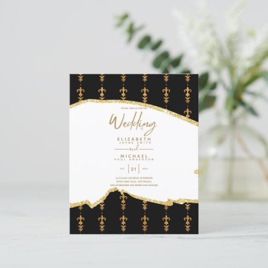 Papier Sublime BLack OR Blanc Mariage Invitations (Debout devant)