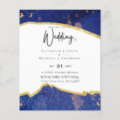 Papier Sublime Blue Gold Agate Mariage Invitations (Devant)