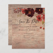 Papier Sublime Bourgogne Floral Mariage SAVE DATES Budget (Devant / Derrière)