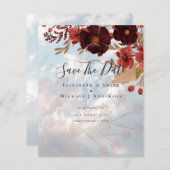 Papier Sublime Bourgogne Floral Mariage SAVE DATES Budget (Devant / Derrière)