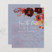 Papier Sublime Bourgogne Floral Mariage SAVE DATES Budget (Devant / Derrière)
