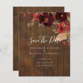 Papier Sublime Bourgogne Floral Mariage SAVE DATES Budget (Devant / Derrière)