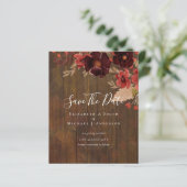 Papier Sublime Bourgogne Floral Mariage SAVE DATES Budget (Debout devant)