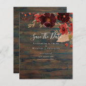 Papier Sublime Bourgogne Floral Mariage SAVE DATES Budget (Devant / Derrière)