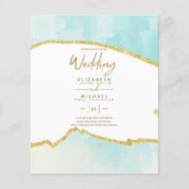 Papier Sublime Ocean Aqua Blue Gold Wedding Invitations (Devant)