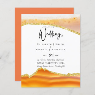 Papier Sublime Orange Gold Agate Wedding INVITE BUDGET