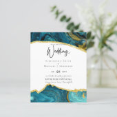 Papier Sublime TURQUOISE OR Agate Style Mariage Invitatio (Debout devant)