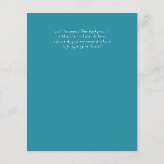 Papier Sublime TURQUOISE OR Agate Style Mariage Invitatio (Dos)