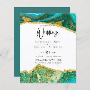 Papier Sublime TURQUOISE OR Agate Style Mariage Invitatio