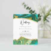 Papier Sublime TURQUOISE OR Agate Style Mariage Invitatio (Debout devant)