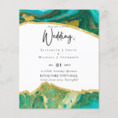 Papier Sublime TURQUOISE OR Agate Style Mariage Invitatio (Devant)