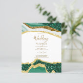 Papier Sublime Vert Or Agate Mariage Invitations (Debout devant)