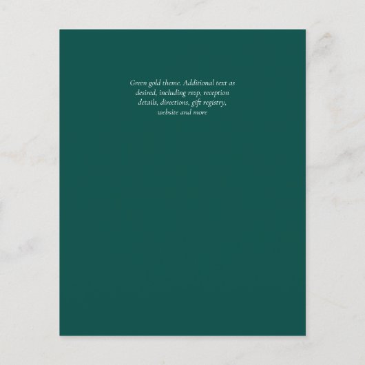 Papier Sublime Vert Or Agate Mariage Invitations (Dos)