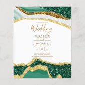 Papier Sublime Vert Or Agate Mariage Invitations (Devant)