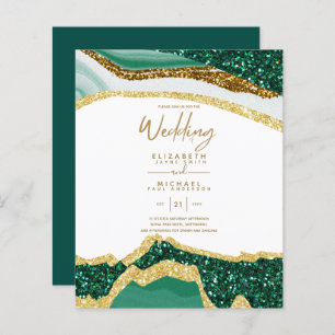 Papier Sublime Vert Or Agate Mariage Invitations
