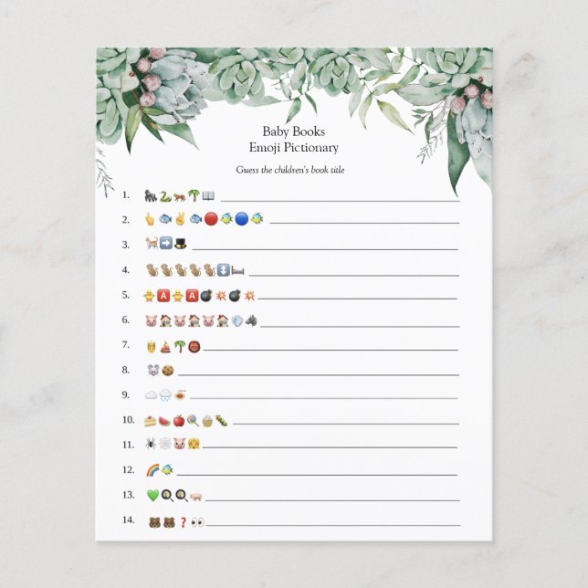 Papier Succulent et Eucalyptus Baby Books Emoji Jeu (Devant)