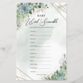 Papier Succulents eucalyptus or Baby Word Scramble (Devant)