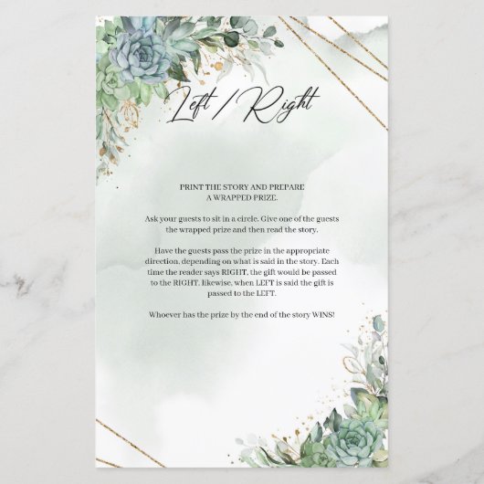 Papier Succulents verdure feuillage or cadre gauche droit (Dos)