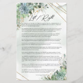 Papier Succulents verdure feuillage or cadre gauche droit (Devant)