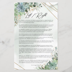 Papier Succulents verdure feuillage or cadre gauche droit