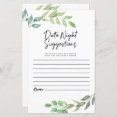 Papier Suggestions de soirée de jeu de Baby Shower Greene (Devant / Derrière)