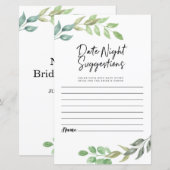 Papier Suggestions de soirées pour jeu de Baby Shower Gre (Devant / Derrière)