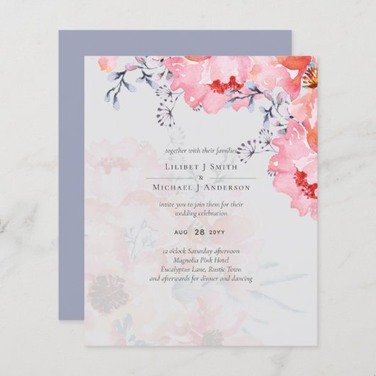 Papier Suite Mariage en fleurs rose pâle Sublime (Devant / Derrière)