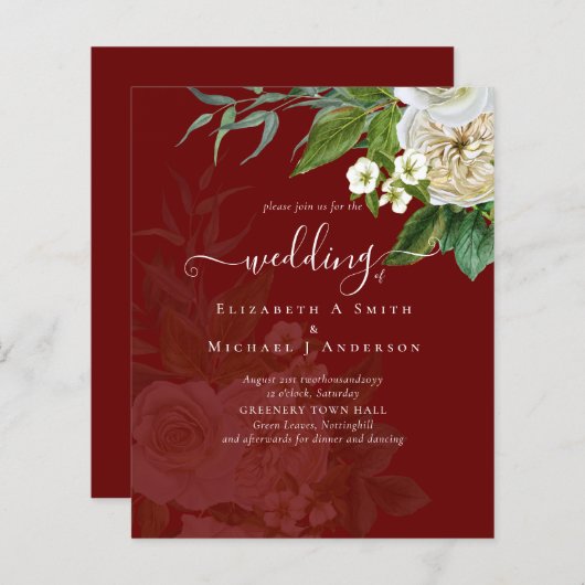 Papier Suite Mariage Sublime - Roses Blanches (Devant / Derrière)