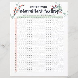 Papier Suivi de jeûne intermittent mensuel AM/PM