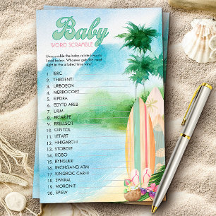 Papier Summer Beach Mot Bébé Scramble Douche Jeu