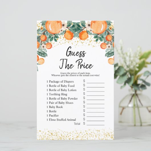 Papier Summer Citrus Orange devinez le prix Game (Debout devant)