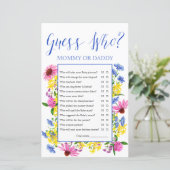 Papier Summer Floral Devine Qui Baby shower Jeu (Debout devant)