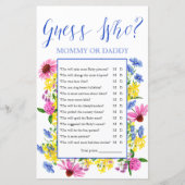 Papier Summer Floral Devine Qui Baby shower Jeu (Devant)