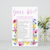 Papier Summer Floral Devine Qui Baby shower Jeu (Debout devant)