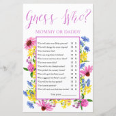Papier Summer Floral Devine Qui Baby shower Jeu (Devant)