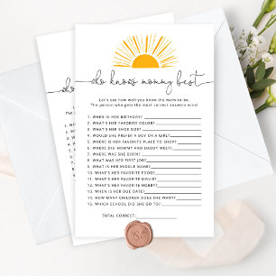 Papier Sun Qui connaît maman meilleur jeu de baby shower