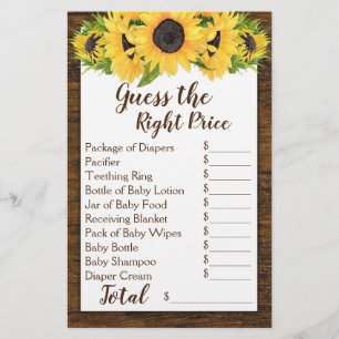 Papier Sunflower 2 Jeux de douche Guess Prix & Baby Food