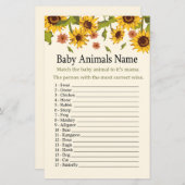 Papier Sunflower Baby Animaux Nom Jeu (Devant / Derrière)