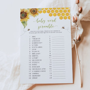 Papier Sunflower Baby Word Scramble Baby shower Jeu