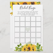 Papier Sunflower Bingo Fête des mariées Jeu (Devant / Derrière)