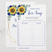 Papier Sunflower Blue Floral Fête des mariées Amour Chans (Devant / Derrière)