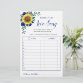 Papier Sunflower Blue Floral Fête des mariées Amour Chans (Debout devant)