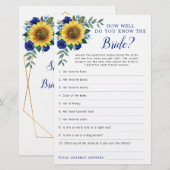 Papier Sunflower Blue Floral Fête des mariées Jeu (Devant / Derrière)