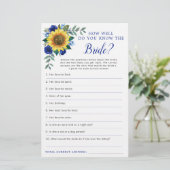 Papier Sunflower Blue Floral Fête des mariées Jeu (Debout devant)