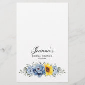 Papier Sunflower Dusty Blue Slate Fête des mariées Jeu (Dos)