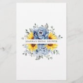 Papier Sunflower Dusty Blue Slate Fête des mariées Jeu (Dos)