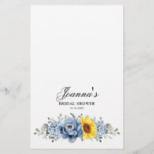 Papier Sunflower Dusty Blue Slate Fête des mariées Jeu (Dos)